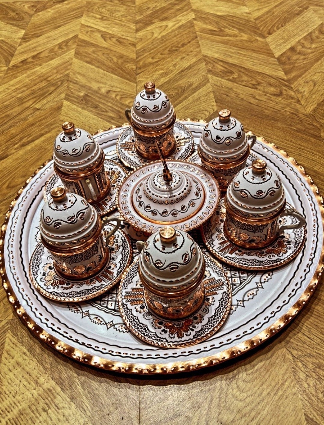 Turkish Coffee Cup Set Copper handmade local traditional for Etsy