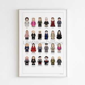 Figura de juguete de Madonna y su aspecto icónico inspirada en obras de arte ilustradas / Arte / Póster