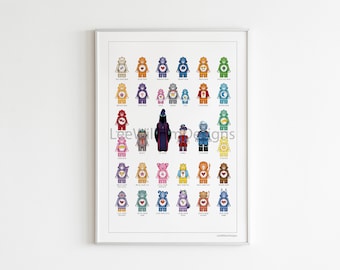 Cares-a-lot Bears toy figure inspired illustrated artwork | Art | Poster