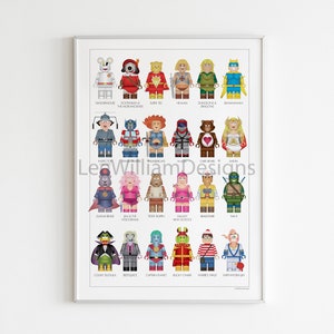 Figura de juguete de dibujos animados retro de los años 80 y 90 inspirada en obras de arte ilustradas
