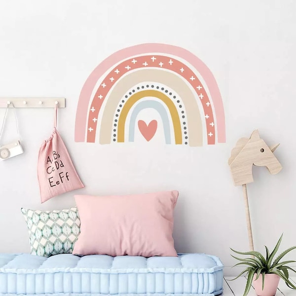 Nursery Colourful Rainbow Wall Sticker, Children’s Vinyl Bright Decal, Beautiful Rainbow Room