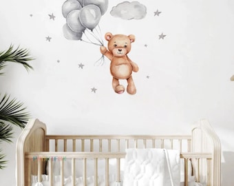 Baby Bear Baby Rabbit Nursery Wall Stickers, Nursery Decals, Animals Wall Stickers, Wall Decals, Children Wall Stickers, Boys Wall Stickers
