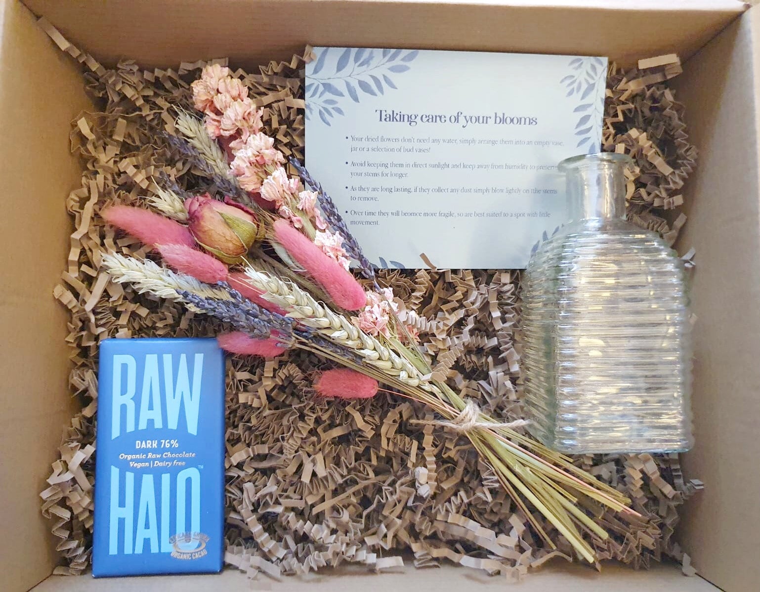 Dried Flower Gift Box Pink and Natural Colours with Rose. Etsy