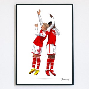 Bukayo Saka and Martin Odegaard celebration - A4/A3 Print
