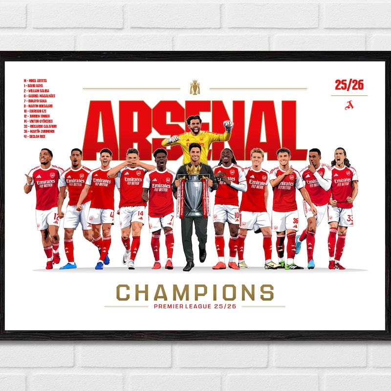 Arsenal Champions Wall - Etsy