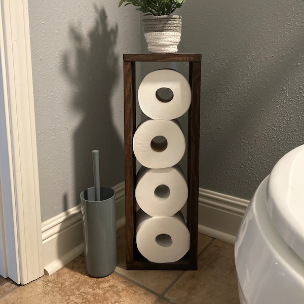 Toilet paper holder free standing, farmhouse toilet paper holder, bathroom decor, wooden toilet paper holder