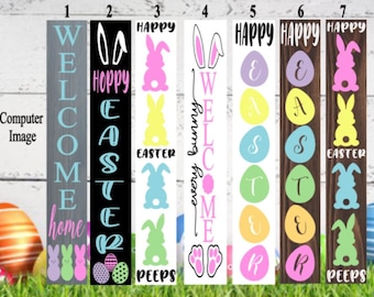 Signo de bienvenida de Pascua, signo de porche delantero, signo de Pascua, decoración del hogar de Pascua, píos de bienvenida a casa, signo de bienvenida vertical, signos de vacaciones, decoración de conejito