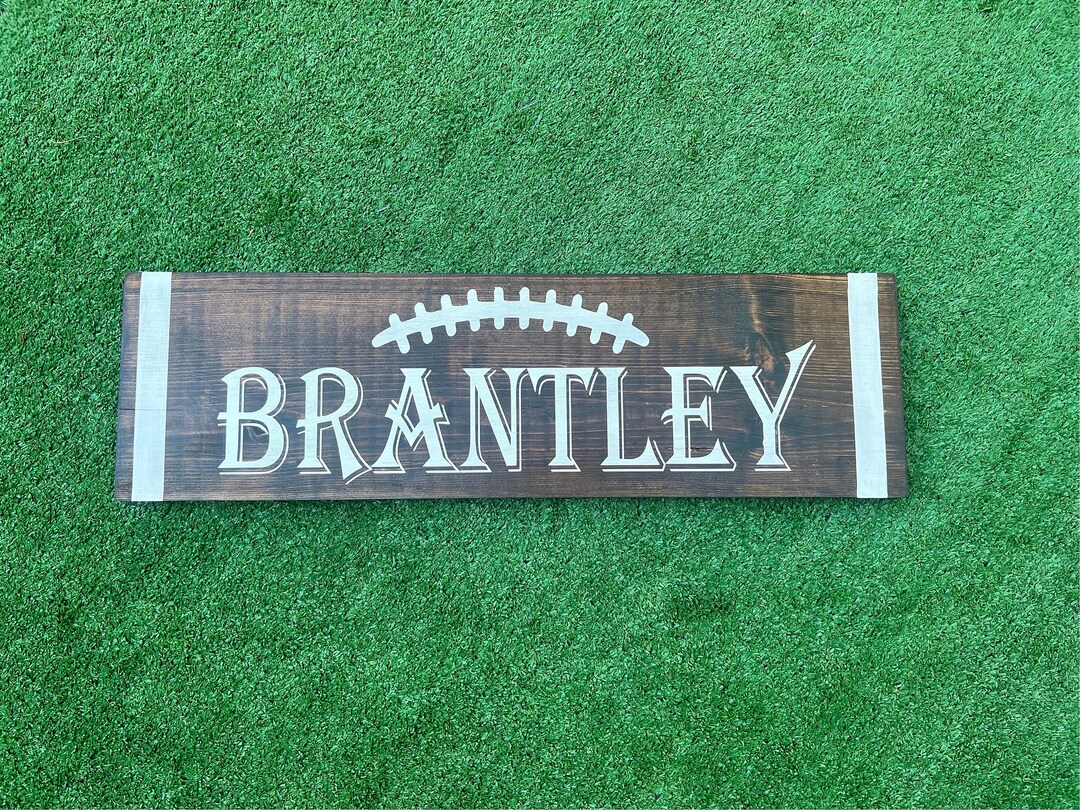 Football Name Sign Football Wood Sign Football Room Decor Etsy