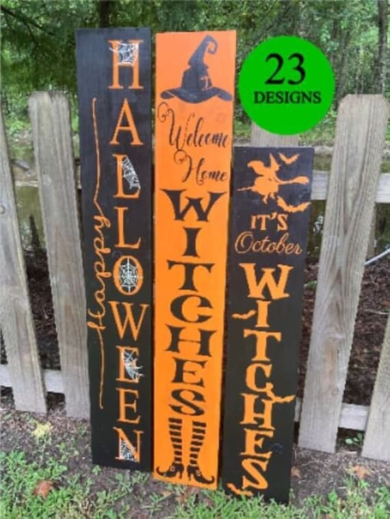 Hand Painted Halloween Welcome Sign: Front Porch Decor