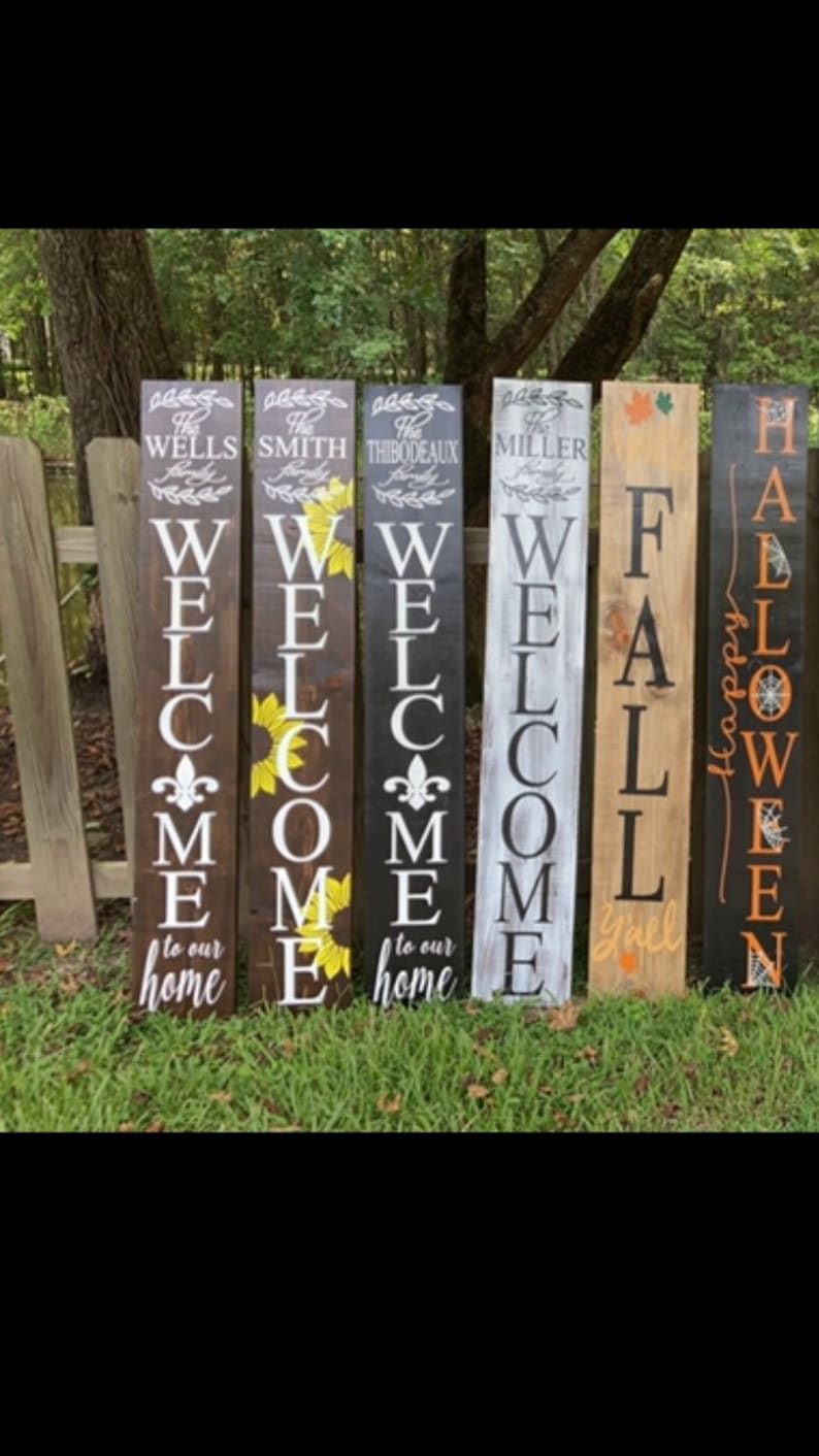 Cartel de bienvenida personalizado, cartel de bienvenida con nombre de familia, cartel de madera personalizado, regalo de inauguración de la casa, regalo personalizable, cartel de puerta delantera imagen 4