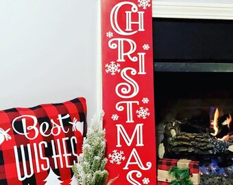 Letrero de bienvenida de Navidad, Letrero de porche de Feliz Navidad, letrero de bienvenida del porche delantero, letrero de bienvenida rojo, decoración del hogar de Navidad, regalo de Navidad