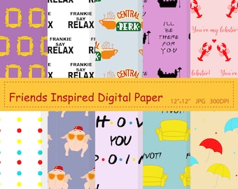 Digitales Papier, Friends Tv-Show inspiriert, Friends Show inspiriert, Digital Papers, Pattern Friends Show inspiriert, Digitaler Download