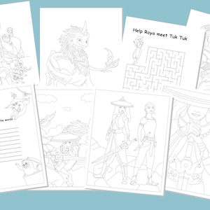 Raya and the last dragon Coloring Pages for Kids Printable, Raya and Dragon Worksheet, Raya and Sisu pdf, Coloring pages for kids cartoon