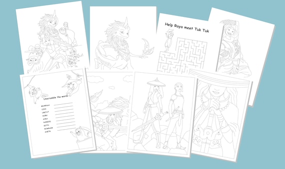raya and the last dragon coloring pages for kids printable etsy canada