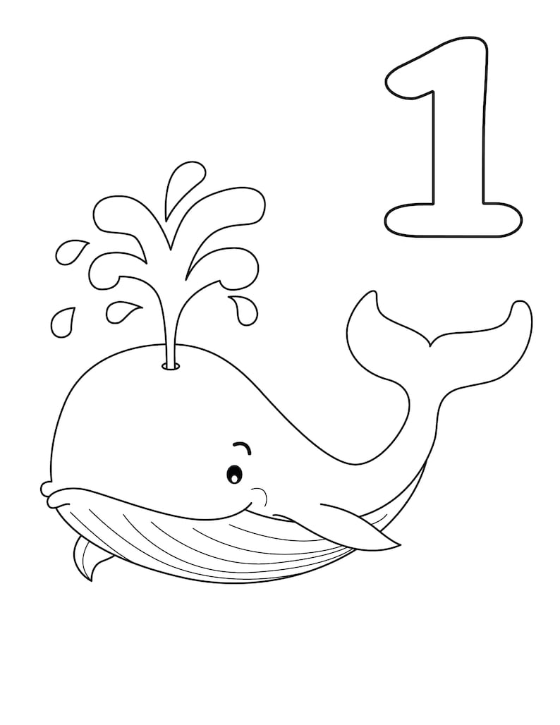 Numbers coloring pages numbers 1 10 underwater life sea animals