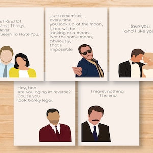 Cartoline romantiche e divertenti stampabili con citazioni dalla serie Parks and Rec file jpg, png, dimensioni 5x7' e 6'x8'