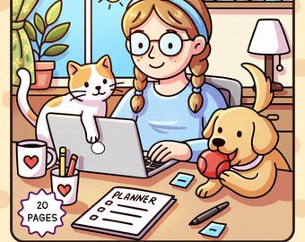 Pet Friends Coloring Book: Cat & Dog Life, Playful Moments, Cozy Girl with Pets, Digital Download