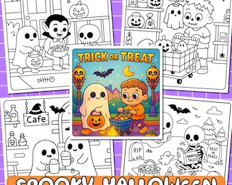 Halloween Coloring Pages, Spooky Cute Coloring Pages, Cute Creepy Coloring Book, Bold and Easy Coloring Book, Fun Halloween Coloring Pages