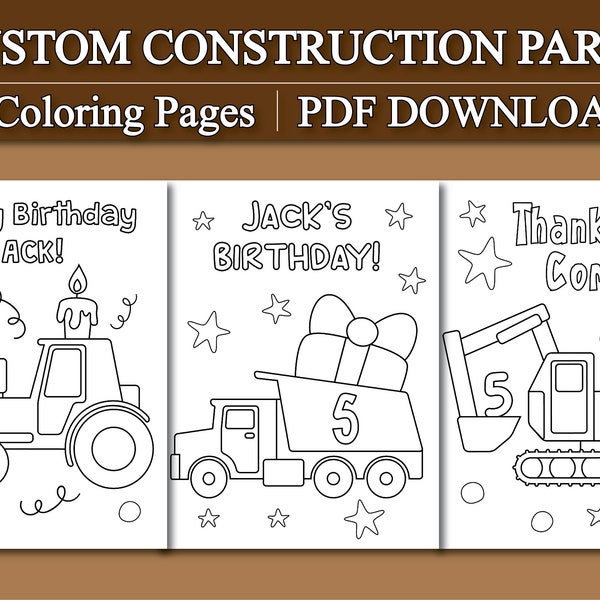 Personalized Construction Coloring Pages - Etsy