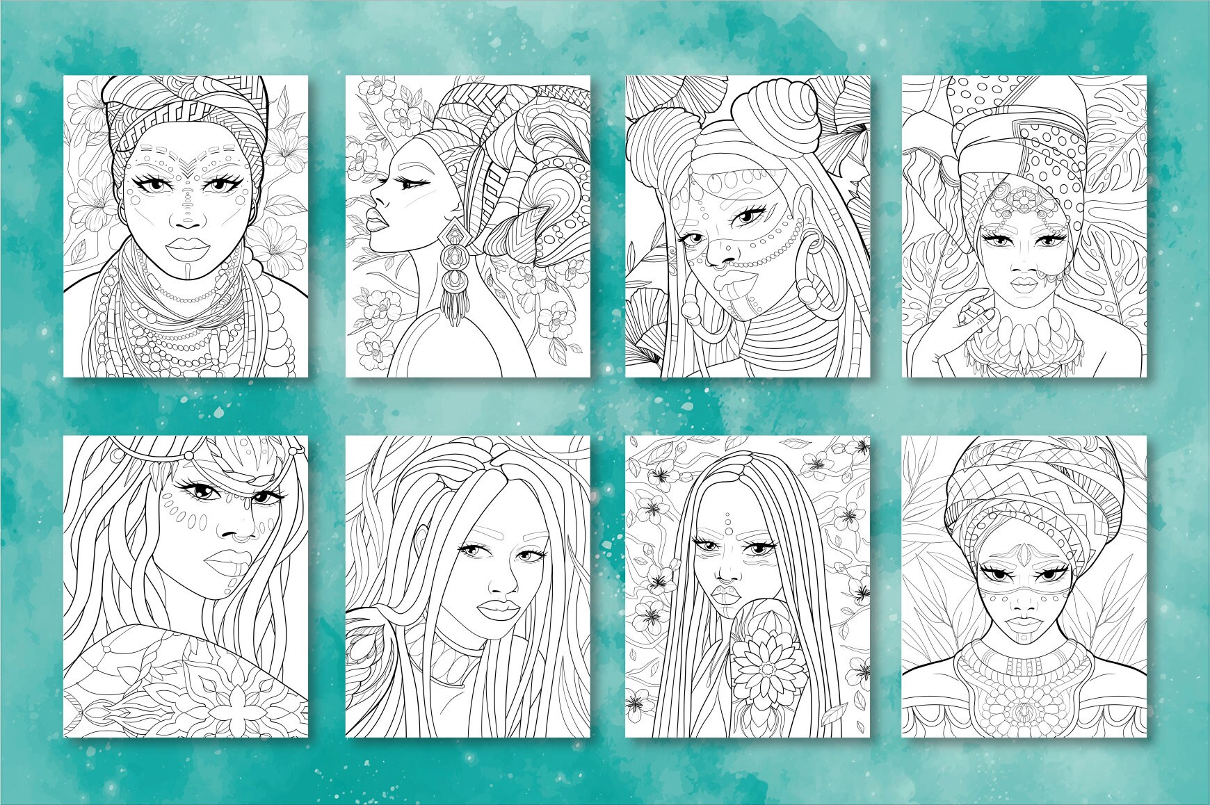 African Girl Coloring Pages Black Woman Coloring Pages 50 - Etsy UK