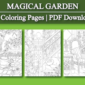 Adult Coloring Pages: Magical Garden Adult Coloring Book | 30 Digital Coloring Pages (Printable, PDF Download)
