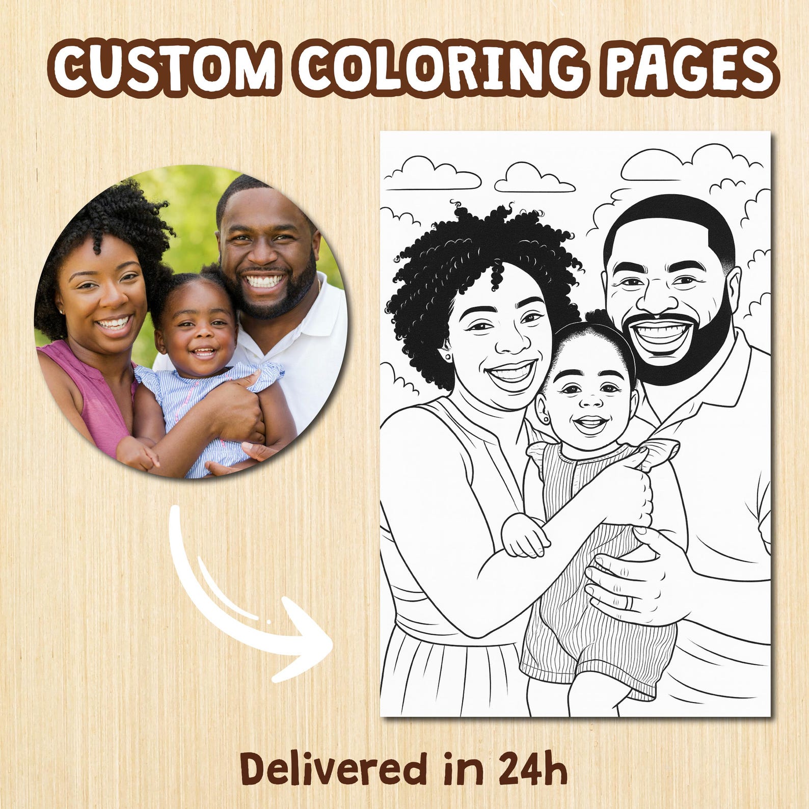Custom Coloring Pages From Photo, Personalized Coloring Page From Photo ...