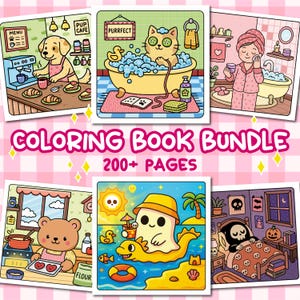 Cozy Coloring Book Bundle, 200+ Pages of Cute Cozy Coloring Pages, PDF | Digital Download