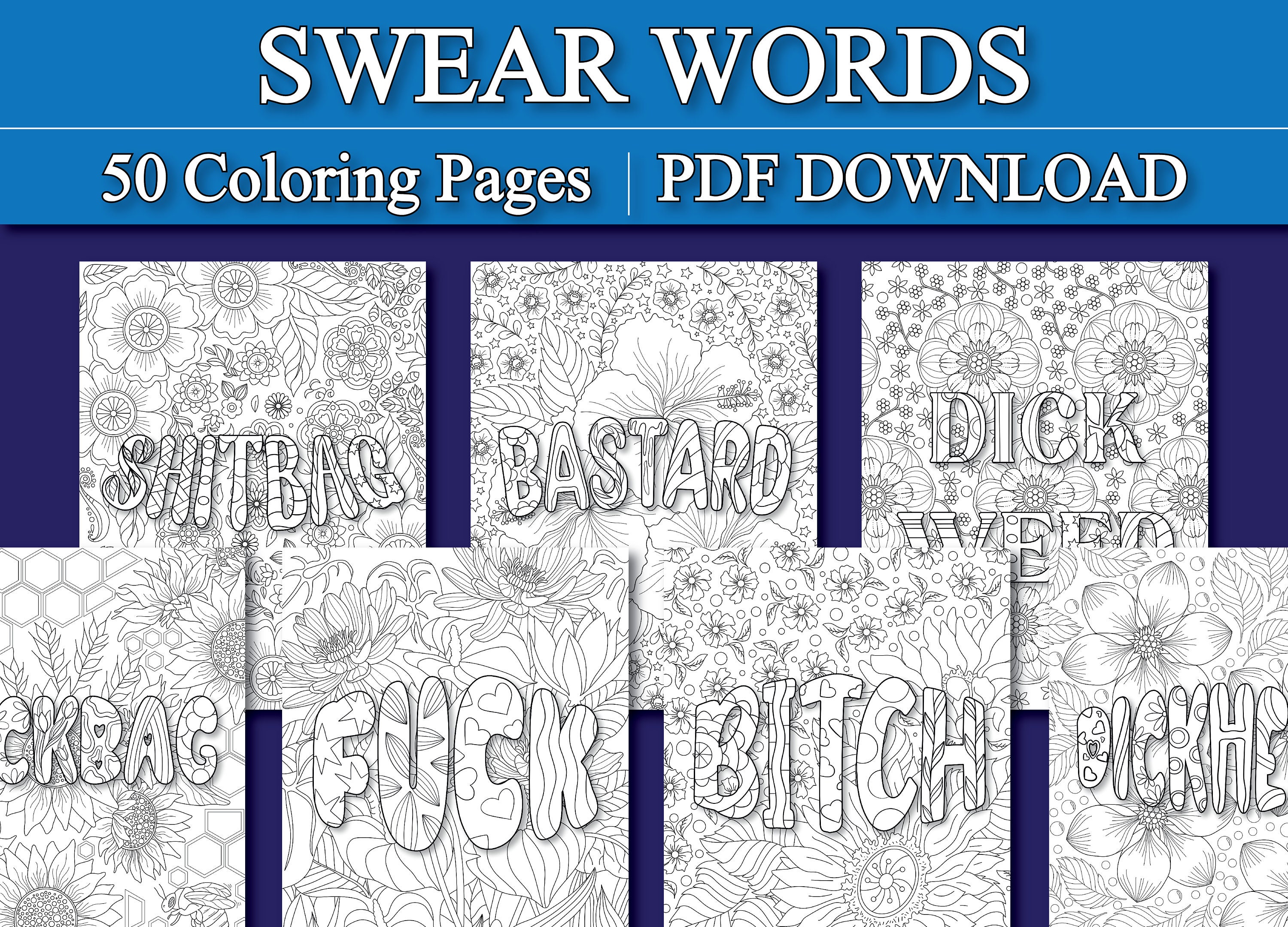 Adult Swear Word Coloring Pages/book. for Print/downloads 