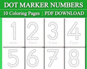 Dot Marker Number Coloring Pages  | Do-A-Dot Numbers Printable Worksheet | (Printable, PDF Download)