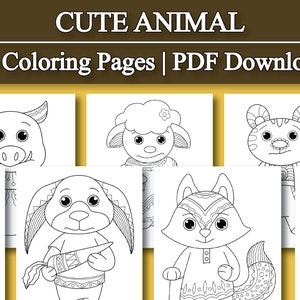 Kinder Malbuch: Niedliche Tiere Malvorlagen für Kinder, Jugendliche, Erwachsene | 50 Digitale Malvorlagen (PDF Download)