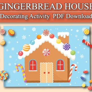 Lebkuchenhaus Dekoration Aktivität, Weihnachten Kinder Aktivität, Vorschul Kindergarten Papier Handwerk für Kinder, Ausschneiden und Einfügen