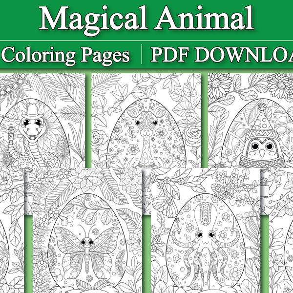 Adult Coloring Book: Magical Animal Coloring Pages | 31 Very Detailed Coloring Pages (Printable, PDF Download)