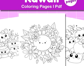 Kawaii Coloring Pages, Cute Coloring Pages, 45 pages, PDF | Digital Download