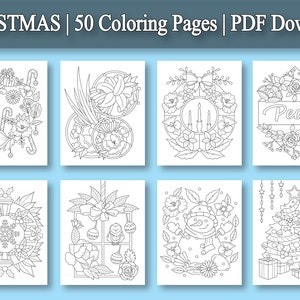 Adult Coloring Book: Christmas Coloring Pages for Adults and Kids | 50 ...