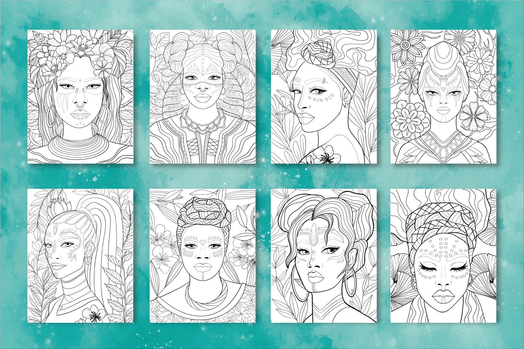 African Girl Coloring Pages Black Woman Coloring Pages 50 - Etsy UK