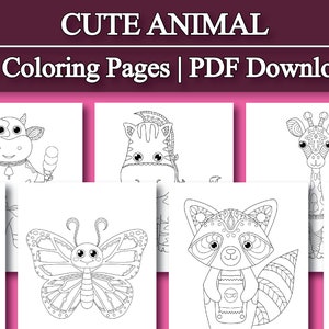 Kids Coloring Book: Cute Animal Coloring Pages | 50 Digital Coloring Pages (PDF Download)
