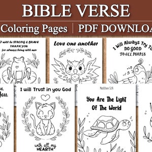 Bible Verse Coloring Pages for Kids | 10 Digital Coloring Pages | Christian Kids Coloring Pages (Printable, PDF Download)