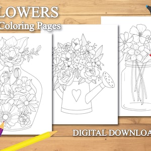 Flowers Coloring Pages | Flowers Printable Coloring Pages | Adult Coloring Pages