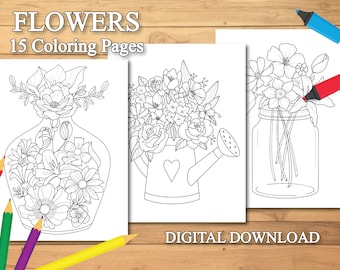 Flowers Coloring Pages | Flowers Printable Coloring Pages | Adult Coloring Pages