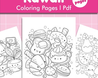 Kawaii Coloring Pages, Cute Coloring Pages, 50 pages, PDF | Digital Download