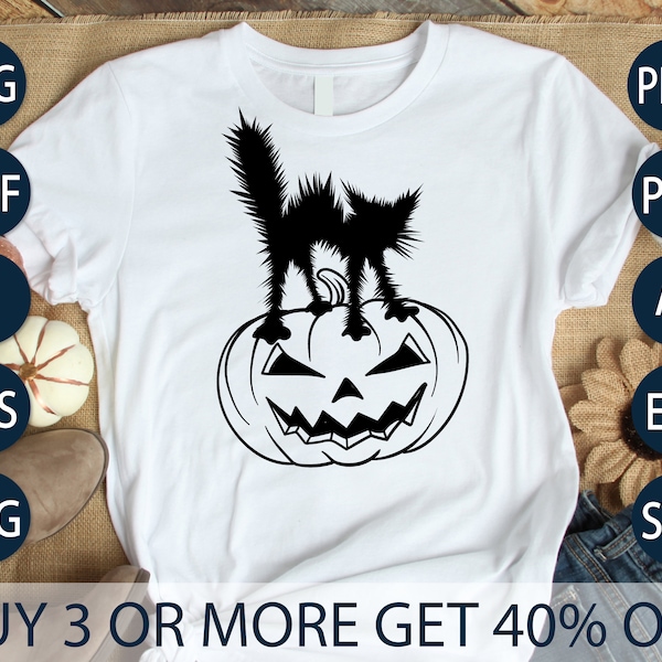 Halloween Cat Shirt SVG, Funny Cat Pumpkin Halloween Shirt SVG, Halloween Shirt SVG, Fall svg Funny Cat Pumpkin svg, Cat Shirt svg