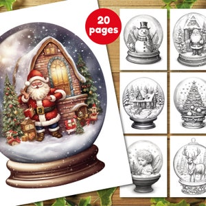 Snow Globe Coloring Pages, Christmas Coloring Pages, Christmas Grayscale Coloring Pages, Winter Coloring Pages (20 Pages)