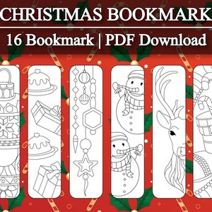 Printable Coloring Christmas Bookmarks, Coloring Bookmarks, Christmas Activity