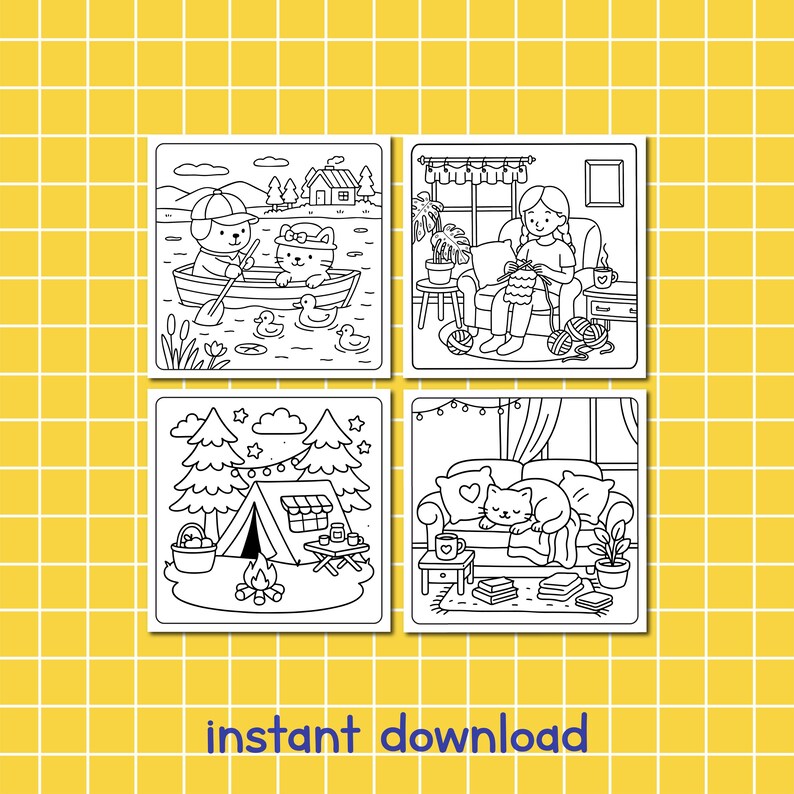 Autumn Coloring Pages, Cozy Fall Coloring Pages, Autumn Moments ...