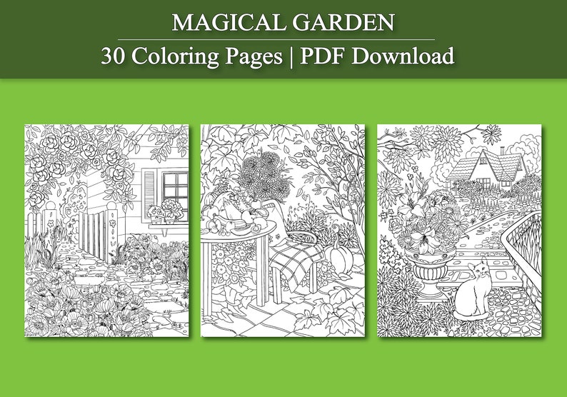 Adult Coloring Pages: Magical Garden Adult Coloring Book 30 - Etsy