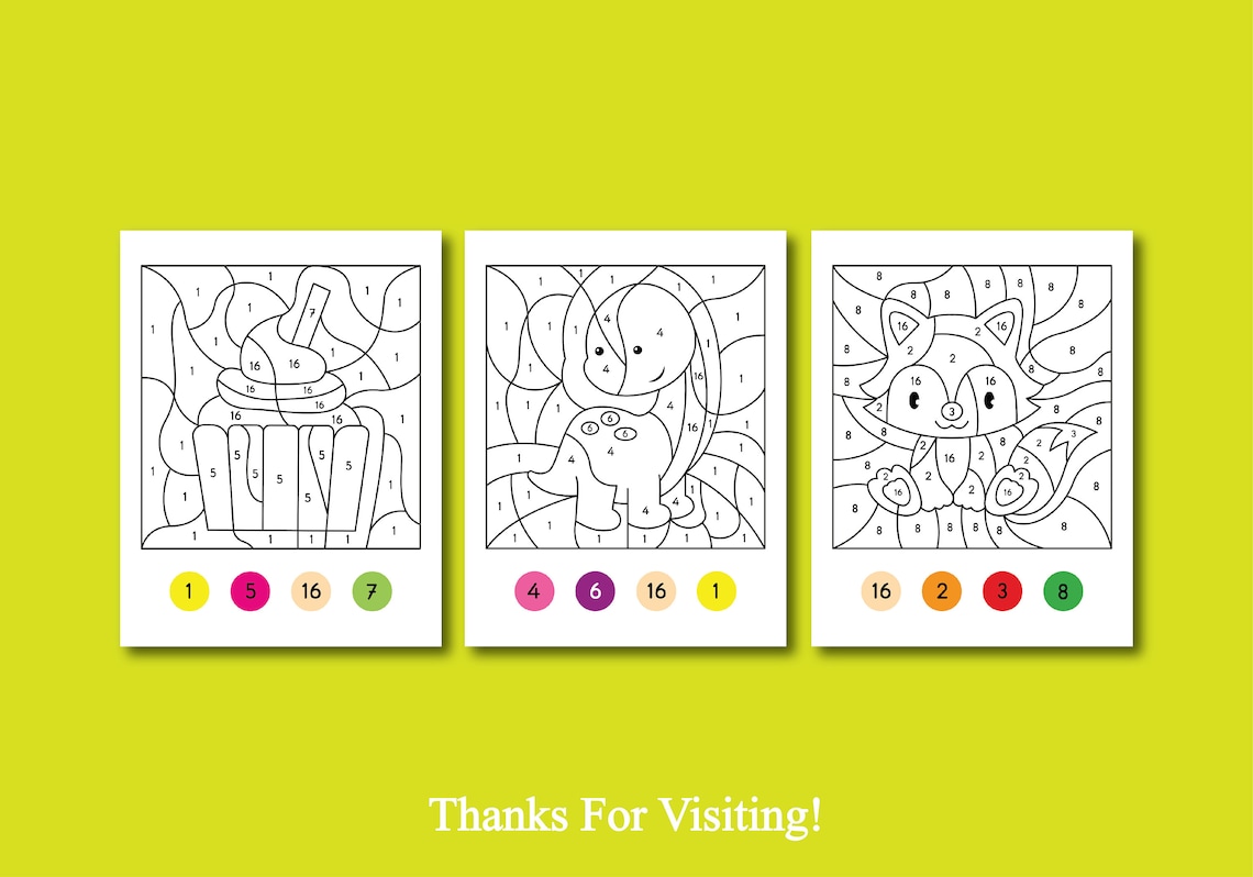 Kids Coloring Page: Color by Number Printable Coloring Page, Animal
