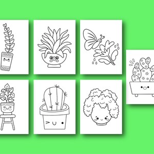 Kids Coloring Book: Cute Kawaii Plants Coloring Pages | 20 Digital ...