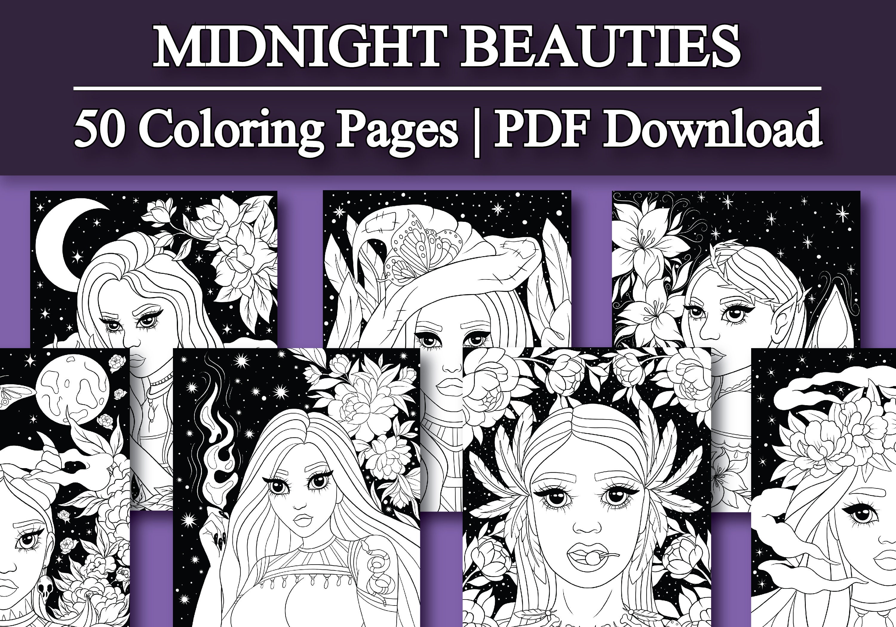 Midnight Trippy Coloring Book: Coloring Book for Adults and Teens with 50 Illustrations Coloring pages.