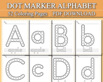 Dot Marker Alphabet Coloring Pages: Uppercase & Lowercase (PDF Download)