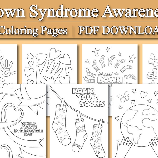 Down Syndrome Awareness Coloring Page | Rock Your Socks | 7 Coloring Page (Printable, PDF Download)